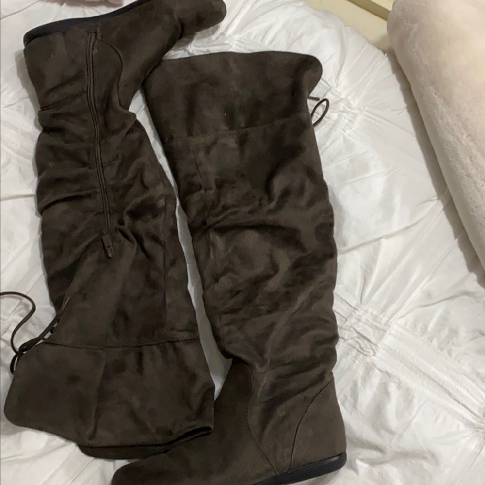 Over The Knee Grey Boots